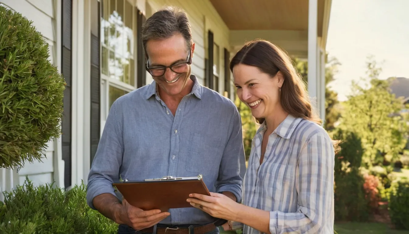 Homeowner reviewing a written tree removal estimate with a local provider